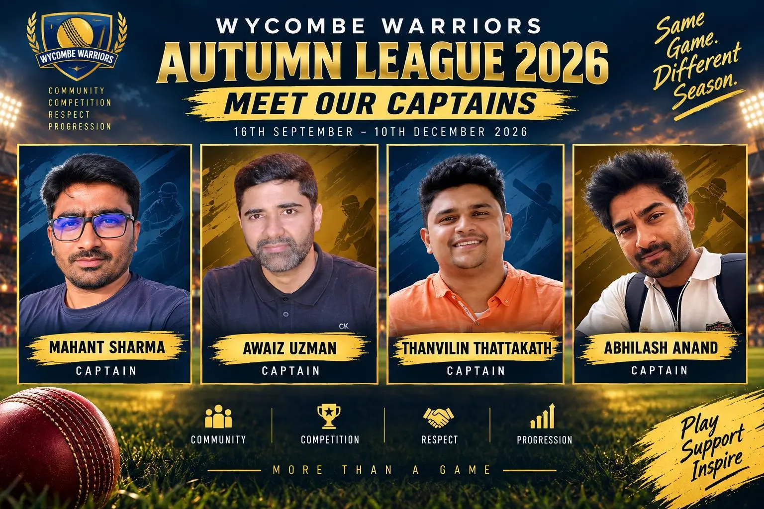 Captains of the four Autumn League 2026 teams